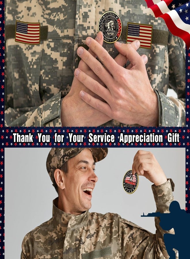 Quelay 20 Pcs Military Challenge Coins Veterans Thank You for Your Service Coins Veterans Day Gifts Military Challenge Gifts Bulk for Men Women Presents - Image 3